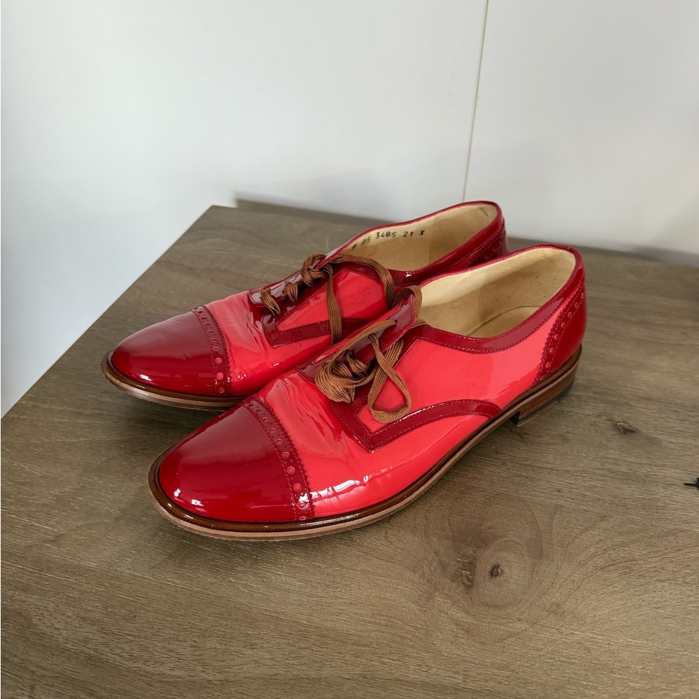 Robert Clergerie Red Patent Leather Oxfords - 8.5